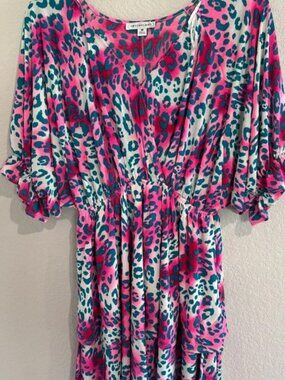One the Land Cheetah Ruffle Dress Size Medium
